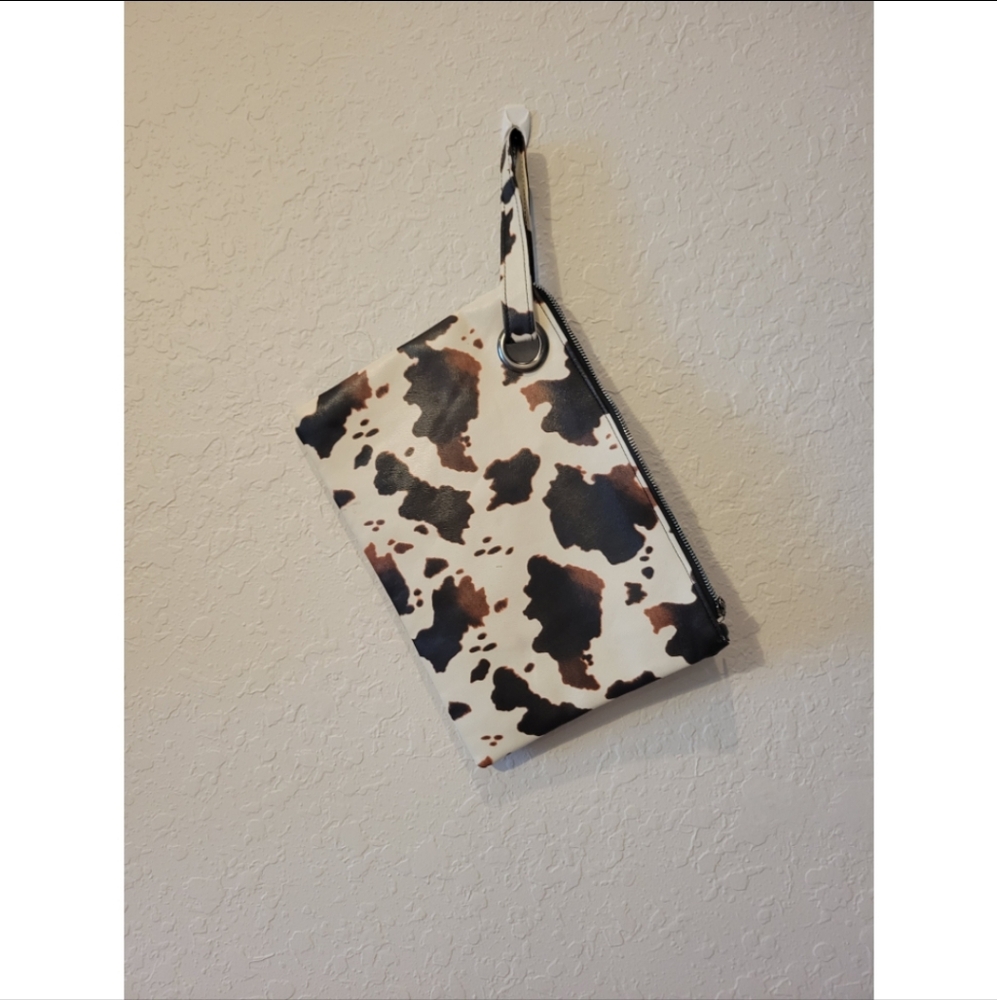 Cow Print Wristlet Clutch
